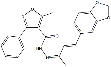 N'-[3-(1,3-benzodioxol-5-yl)-1-methyl-2-propenylidene]-5-methyl-3-phenyl-4-isoxazolecarbohydrazide Structure