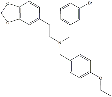 2-(1,3-benzodioxol-5-yl)-N-(3-bromobenzyl)-N-(4-ethoxybenzyl)ethanamine 化学構造式