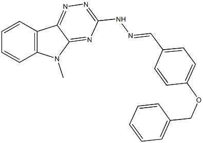 4-(benzyloxy)benzaldehyde (5-methyl-5H-[1,2,4]triazino[5,6-b]indol-3-yl)hydrazone 化学構造式