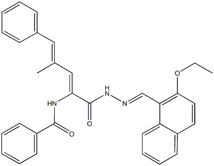 353780-17-3 N-[1-({2-[(2-ethoxy-1-naphthyl)methylene]hydrazino}carbonyl)-3-methyl-4-phenyl-1,3-butadienyl]benzamide