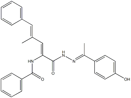 N-[1-({2-[1-(4-hydroxyphenyl)ethylidene]hydrazino}carbonyl)-3-methyl-4-phenyl-1,3-butadienyl]benzamide 化学構造式