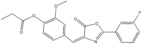 4-[(2-(3-fluorophenyl)-5-oxo-1,3-oxazol-4(5H)-ylidene)methyl]-2-methoxyphenyl propionate,353780-71-9,结构式