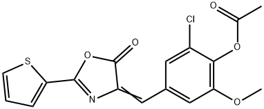 2-chloro-6-methoxy-4-[(5-oxo-2-(2-thienyl)-1,3-oxazol-4(5H)-ylidene)methyl]phenyl acetate,353780-78-6,结构式