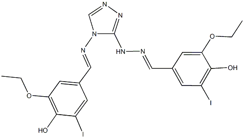 3-ethoxy-4-hydroxy-5-iodobenzaldehyde {4-[(3-ethoxy-4-hydroxy-5-iodobenzylidene)amino]-4H-1,2,4-triazol-3-yl}hydrazone Structure