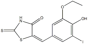 5-(3-ethoxy-4-hydroxy-5-iodobenzylidene)-2-thioxo-1,3-thiazolidin-4-one Structure