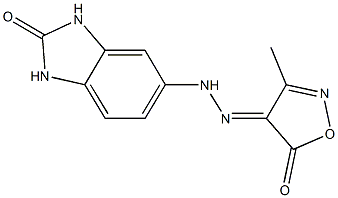 3-methyl-4,5-isoxazoledione 4-[(2-oxo-2,3-dihydro-1H-benzimidazol-5-yl)hydrazone] Struktur