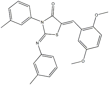 5-(2,5-dimethoxybenzylidene)-3-(3-methylphenyl)-2-[(3-methylphenyl)imino]-1,3-thiazolidin-4-one 结构式