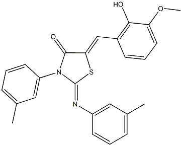 5-(2-hydroxy-3-methoxybenzylidene)-3-(3-methylphenyl)-2-[(3-methylphenyl)imino]-1,3-thiazolidin-4-one Structure