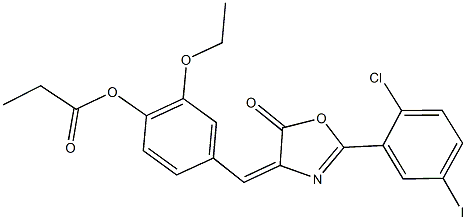 4-[(2-(2-chloro-5-iodophenyl)-5-oxo-1,3-oxazol-4(5H)-ylidene)methyl]-2-ethoxyphenyl propionate 结构式