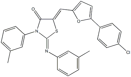 5-{[5-(4-chlorophenyl)-2-furyl]methylene}-3-(3-methylphenyl)-2-[(3-methylphenyl)imino]-1,3-thiazolidin-4-one,353781-34-7,结构式