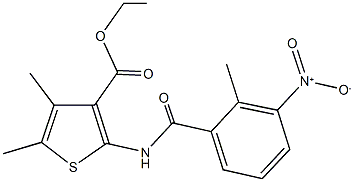 ethyl 2-({3-nitro-2-methylbenzoyl}amino)-4,5-dimethyl-3-thiophenecarboxylate 化学構造式