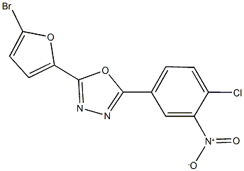 2-(5-bromo-2-furyl)-5-{4-chloro-3-nitrophenyl}-1,3,4-oxadiazole 化学構造式