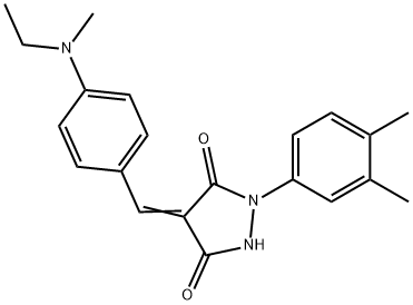 1-(3,4-dimethylphenyl)-4-{4-[ethyl(methyl)amino]benzylidene}-3,5-pyrazolidinedione 结构式