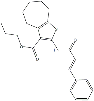 propyl 2-(cinnamoylamino)-5,6,7,8-tetrahydro-4H-cyclohepta[b]thiophene-3-carboxylate 结构式