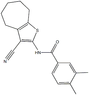 N-(3-cyano-5,6,7,8-tetrahydro-4H-cyclohepta[b]thien-2-yl)-3,4-dimethylbenzamide Structure