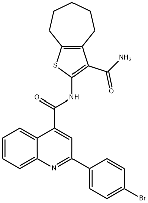 N-[3-(aminocarbonyl)-5,6,7,8-tetrahydro-4H-cyclohepta[b]thien-2-yl]-2-(4-bromophenyl)-4-quinolinecarboxamide Structure