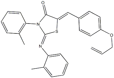 5-[4-(allyloxy)benzylidene]-3-(2-methylphenyl)-2-[(2-methylphenyl)imino]-1,3-thiazolidin-4-one,353782-95-3,结构式