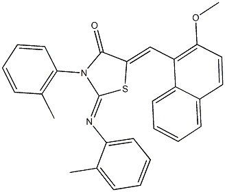 5-[(2-methoxy-1-naphthyl)methylene]-3-(2-methylphenyl)-2-[(2-methylphenyl)imino]-1,3-thiazolidin-4-one Struktur