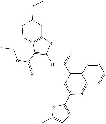 ethyl 6-ethyl-2-({[2-(5-methyl-2-thienyl)-4-quinolinyl]carbonyl}amino)-4,5,6,7-tetrahydro-1-benzothiophene-3-carboxylate|