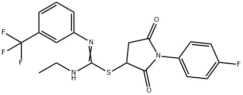 1-(4-fluorophenyl)-2,5-dioxo-3-pyrrolidinyl N-ethyl-N'-[3-(trifluoromethyl)phenyl]imidothiocarbamate 结构式