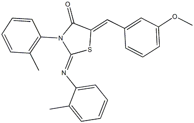 5-(3-methoxybenzylidene)-3-(2-methylphenyl)-2-[(2-methylphenyl)imino]-1,3-thiazolidin-4-one 化学構造式