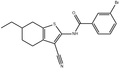 3-bromo-N-(3-cyano-6-ethyl-4,5,6,7-tetrahydro-1-benzothien-2-yl)benzamide,353784-35-7,结构式