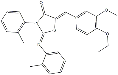 5-(4-ethoxy-3-methoxybenzylidene)-3-(2-methylphenyl)-2-[(2-methylphenyl)imino]-1,3-thiazolidin-4-one Struktur