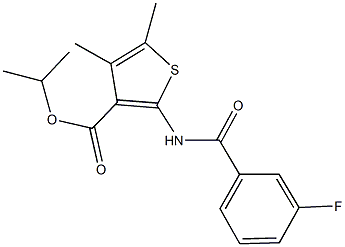 isopropyl 2-[(3-fluorobenzoyl)amino]-4,5-dimethyl-3-thiophenecarboxylate 化学構造式