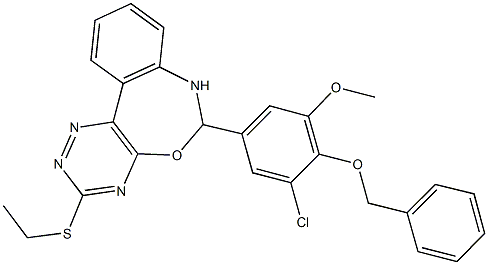 6-[4-(benzyloxy)-3-chloro-5-methoxyphenyl]-3-(ethylsulfanyl)-6,7-dihydro[1,2,4]triazino[5,6-d][3,1]benzoxazepine,353785-74-7,结构式