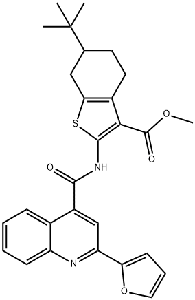 methyl 6-tert-butyl-2-({[2-(2-furyl)-4-quinolinyl]carbonyl}amino)-4,5,6,7-tetrahydro-1-benzothiophene-3-carboxylate,353786-15-9,结构式