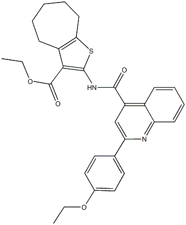 ethyl 2-({[2-(4-ethoxyphenyl)-4-quinolinyl]carbonyl}amino)-5,6,7,8-tetrahydro-4H-cyclohepta[b]thiophene-3-carboxylate Struktur