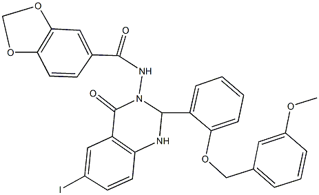 N-(6-iodo-2-{2-[(3-methoxybenzyl)oxy]phenyl}-4-oxo-1,4-dihydro-3(2H)-quinazolinyl)-1,3-benzodioxole-5-carboxamide Structure