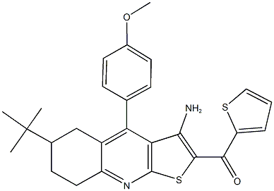 [3-amino-6-tert-butyl-4-(4-methoxyphenyl)-5,6,7,8-tetrahydrothieno[2,3-b]quinolin-2-yl](2-thienyl)methanone Structure