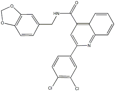 N-(1,3-benzodioxol-5-ylmethyl)-2-(3,4-dichlorophenyl)-4-quinolinecarboxamide Structure