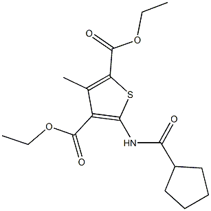 diethyl 5-[(cyclopentylcarbonyl)amino]-3-methyl-2,4-thiophenedicarboxylate,353786-70-6,结构式