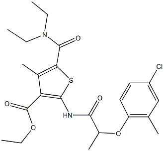 ethyl 2-{[2-(4-chloro-2-methylphenoxy)propanoyl]amino}-5-[(diethylamino)carbonyl]-4-methyl-3-thiophenecarboxylate Struktur