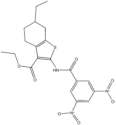 353787-11-8 ethyl 2-({3,5-bisnitrobenzoyl}amino)-6-ethyl-4,5,6,7-tetrahydro-1-benzothiophene-3-carboxylate