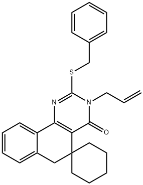 3-allyl-2-(benzylsulfanyl)-5,6-dihydrospiro(benzo[h]quinazoline-5,1'-cyclohexane)-4(3H)-one 结构式