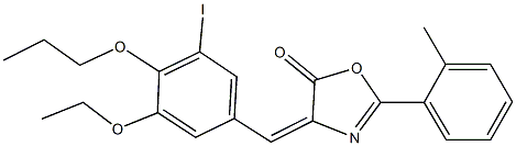 4-(3-ethoxy-5-iodo-4-propoxybenzylidene)-2-(2-methylphenyl)-1,3-oxazol-5(4H)-one Struktur