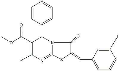 methyl 2-(3-iodobenzylidene)-7-methyl-3-oxo-5-phenyl-2,3-dihydro-5H-[1,3]thiazolo[3,2-a]pyrimidine-6-carboxylate Structure