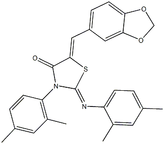 5-(1,3-benzodioxol-5-ylmethylene)-3-(2,4-dimethylphenyl)-2-[(2,4-dimethylphenyl)imino]-1,3-thiazolidin-4-one,353789-23-8,结构式