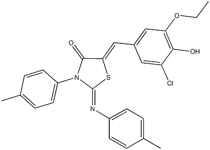 5-(3-chloro-5-ethoxy-4-hydroxybenzylidene)-3-(4-methylphenyl)-2-[(4-methylphenyl)imino]-1,3-thiazolidin-4-one Structure