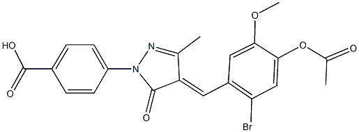 4-{4-[4-(acetyloxy)-2-bromo-5-methoxybenzylidene]-3-methyl-5-oxo-4,5-dihydro-1H-pyrazol-1-yl}benzoic acid Struktur