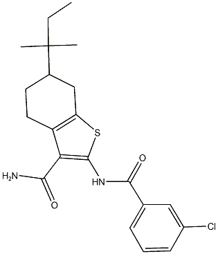 2-[(3-chlorobenzoyl)amino]-6-tert-pentyl-4,5,6,7-tetrahydro-1-benzothiophene-3-carboxamide 结构式