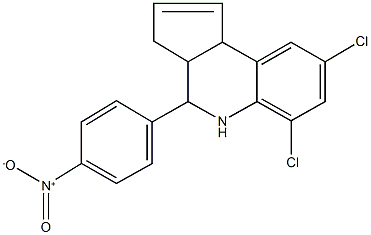 6,8-dichloro-4-{4-nitrophenyl}-3a,4,5,9b-tetrahydro-3H-cyclopenta[c]quinoline 结构式