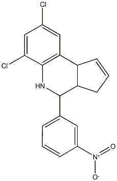 6,8-dichloro-4-{3-nitrophenyl}-3a,4,5,9b-tetrahydro-3H-cyclopenta[c]quinoline Structure