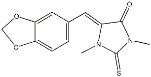 5-(1,3-benzodioxol-5-ylmethylene)-1,3-dimethyl-2-thioxo-4-imidazolidinone Structure