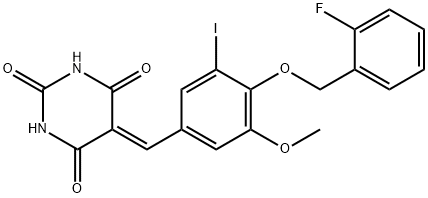 5-{4-[(2-fluorobenzyl)oxy]-3-iodo-5-methoxybenzylidene}-2,4,6(1H,3H,5H)-pyrimidinetrione|