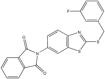 2-{2-[(3-fluorobenzyl)sulfanyl]-1,3-benzothiazol-6-yl}-1H-isoindole-1,3(2H)-dione 化学構造式