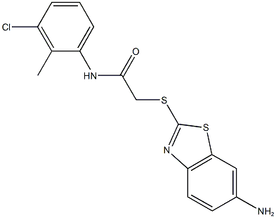 2-[(6-amino-1,3-benzothiazol-2-yl)sulfanyl]-N-(3-chloro-2-methylphenyl)acetamide Structure